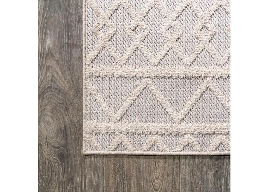 Aylan High-Low Pile Knotted Trellis Geometric Indoor/Outdoor Area Rug