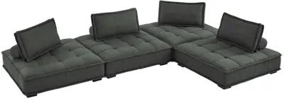 Saunter Tufted Fabric 4-Piece Sectional Sofa Gray