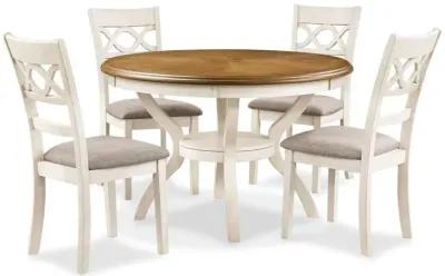 New Classic Furniture Furniture Cori 5-Piece Solid Wood Dining Set in Beige/Brown