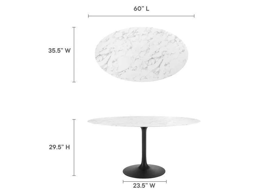 Modway - Lippa 60" Oval Artificial Marble Dining Table Black White