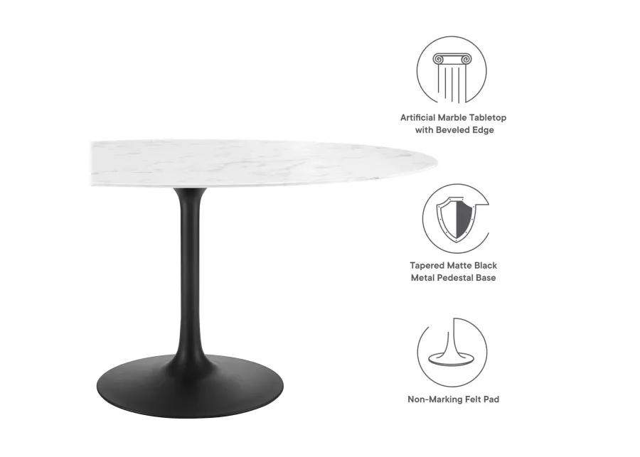 Modway - Lippa 60" Oval Artificial Marble Dining Table Black White