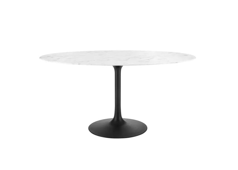 Modway - Lippa 60" Oval Artificial Marble Dining Table Black White