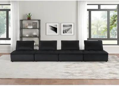 Anna Black Velvet 4Seater Modular Sofa