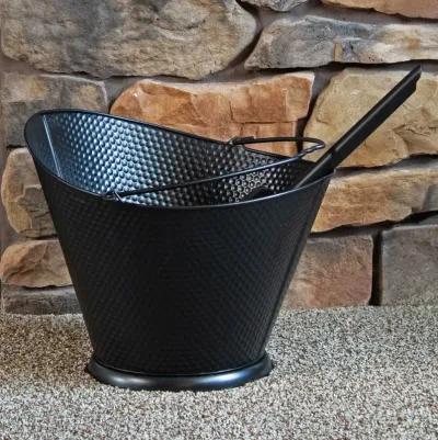 Sunnydaze 5-Gallon Iron Ash Bucket with Shovel and Brush - Black