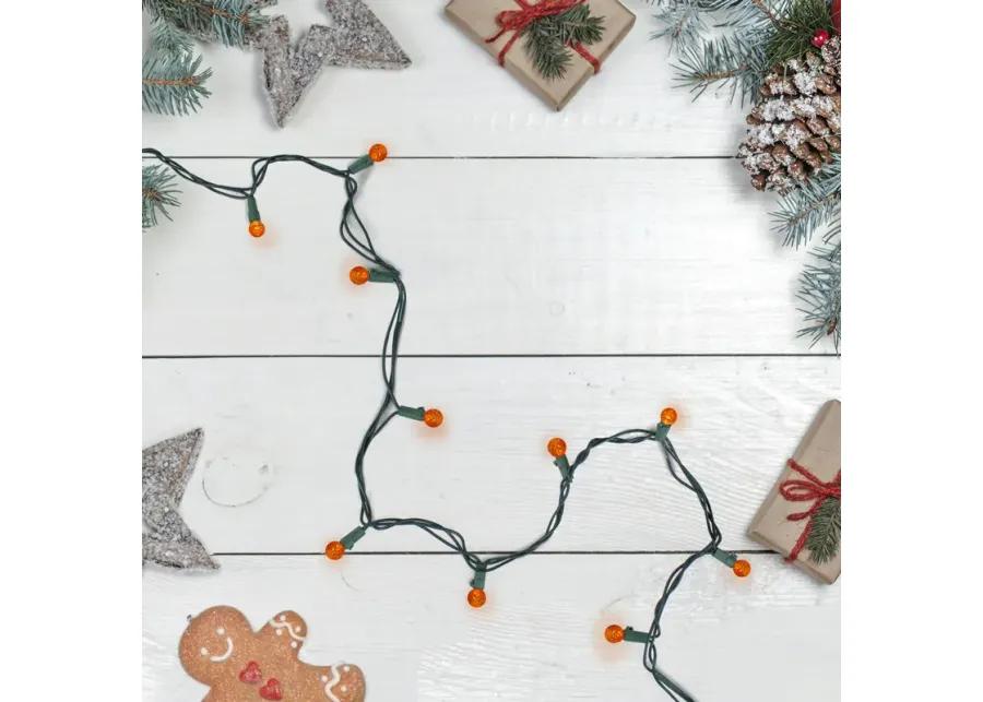 50 Count Orange LED G12 Berry Mini Christmas Lights - 15 ft Green Wire