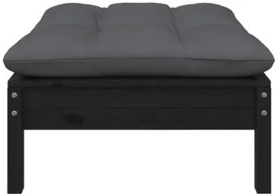 vidaXL 2-Seater Patio Sofa with Cushions Black Solid Pinewood