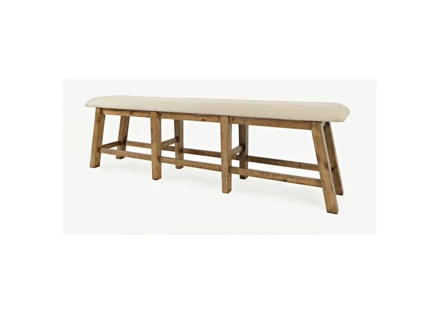 Jofran Telluride Rustic Farmhouse Solid Wood Upholstered 85 Counter Height Bench