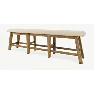 Jofran Telluride Rustic Farmhouse Solid Wood Upholstered 85 Counter Height Bench