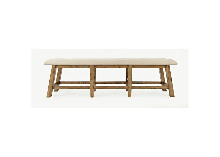 Jofran Telluride Rustic Farmhouse Solid Wood Upholstered 85 Counter Height Bench