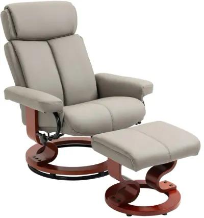 Grey Living Room Comfort: Swivel Recliner Chair with Ottoman