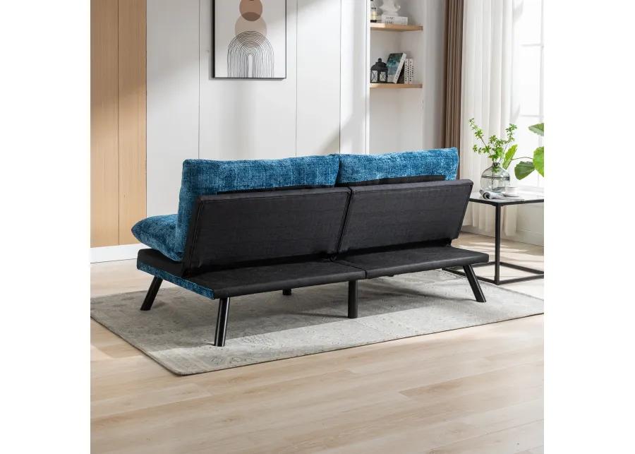 Convertible Sofa Bed Loveseat Futon - Adjustable Lounge Couch with Metal Legs