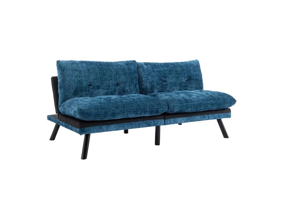 Convertible Sofa Bed Loveseat Futon - Adjustable Lounge Couch with Metal Legs