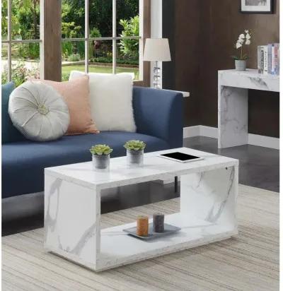 Convenience Concepts Northfield Admiral Coffee Table with Shelf, White Faux Marble