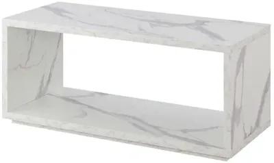 Convenience Concepts Northfield Admiral Coffee Table with Shelf, White Faux Marble