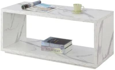 Convenience Concepts Northfield Admiral Coffee Table with Shelf, White Faux Marble