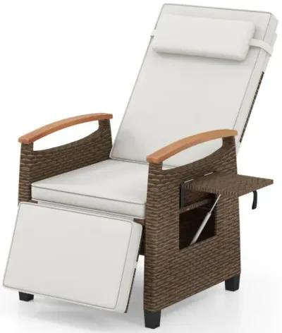 Hivvago Patio Wicker Recliner Chair with Adjustable Backrest and Footrest