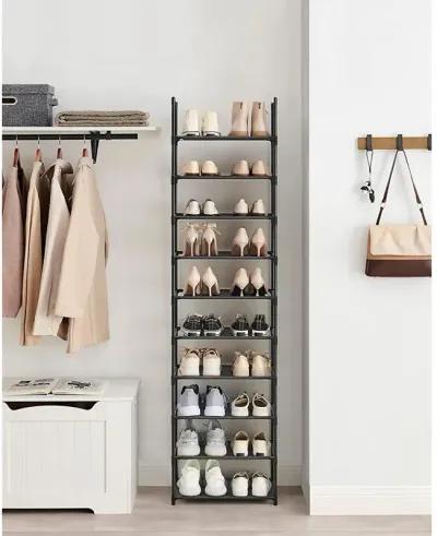 10-Tier Adjustable Shoe Rack for Efficient Storage and Organization