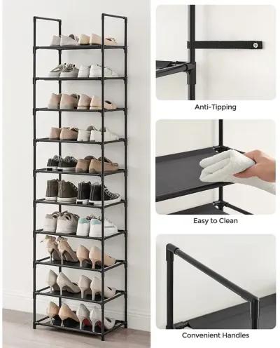 10-Tier Adjustable Shoe Rack for Efficient Storage and Organization