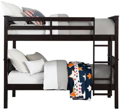 Abigail Twin-Over-Twin Bunk Bed with Ladder, Espresso