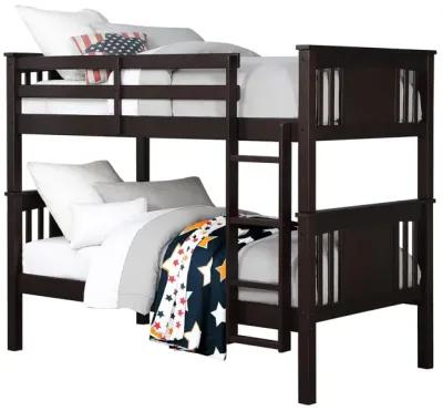 Abigail Twin-Over-Twin Bunk Bed with Ladder, Espresso