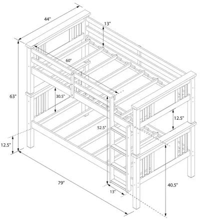 Abigail Twin-Over-Twin Bunk Bed with Ladder, Espresso