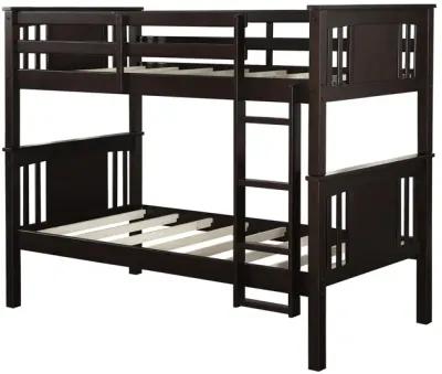 Abigail Twin-Over-Twin Bunk Bed with Ladder, Espresso