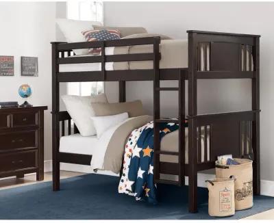 Abigail Twin-Over-Twin Bunk Bed with Ladder, Espresso