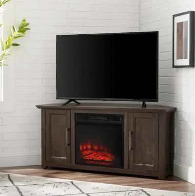 Camden 48" Corner Tv Stand W/Fireplace Dark Walnut