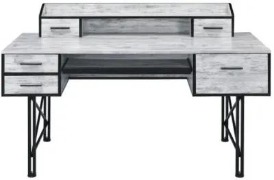 Safea Computer Desk, White & Black Finish 92802