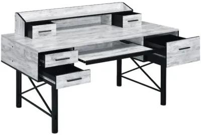 Safea Computer Desk, White & Black Finish 92802