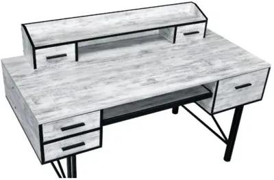 Safea Computer Desk, White & Black Finish 92802