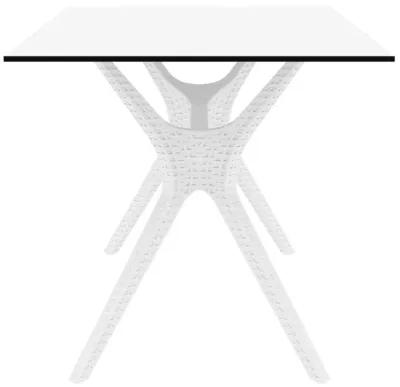 55" White Solid Rectangular Patio Dining Table