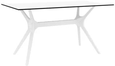 55" White Solid Rectangular Patio Dining Table