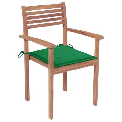 vidaXL Stackable Garden Chairs with Cushions 6 pcs Solid Teak Wood