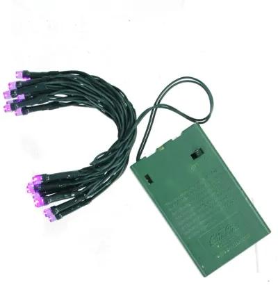 20 Purple LED Wide Angle Mini Christmas Lights - 6.25 ft Green Wire