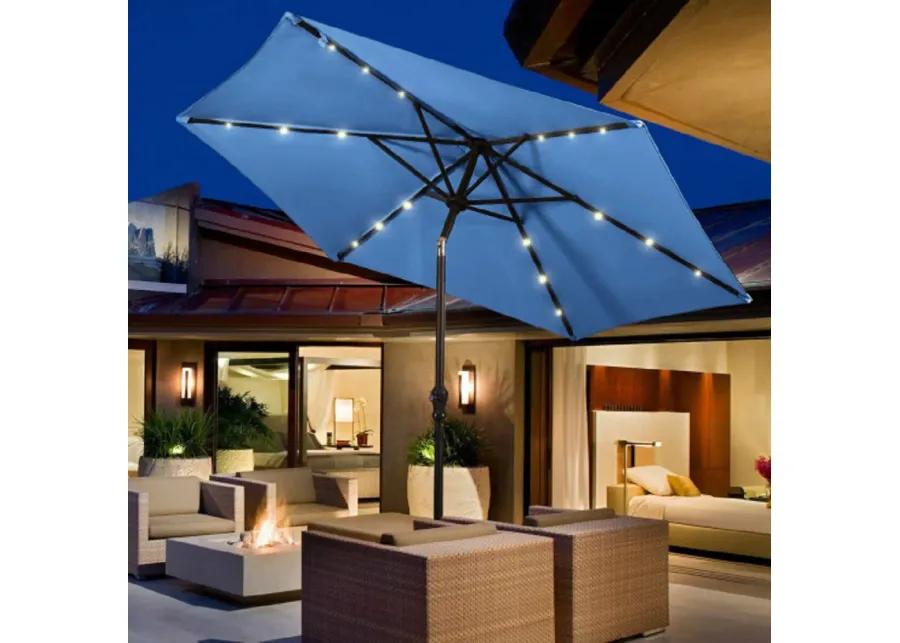 9FT Steel Patio Solar Umbrella LED Patio Market