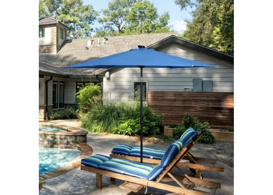 9FT Steel Patio Solar Umbrella LED Patio Market