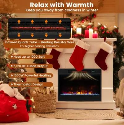 23 Inch 1500W Recessed Electric Fireplace Insert with Remote Control-Black