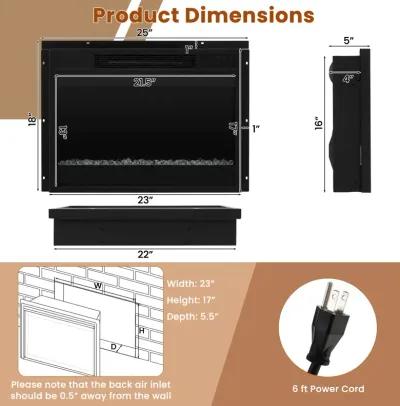 23 Inch 1500W Recessed Electric Fireplace Insert with Remote Control-Black