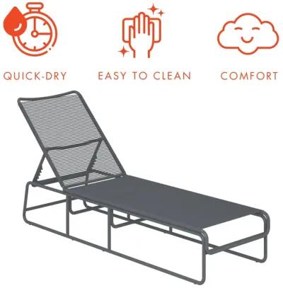 CosmoLiving by Cosmopolitan Nyla Outdoor Chaise Lounge, Charcoal Gray