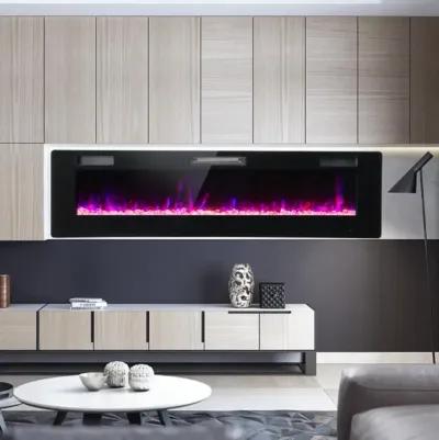 Hivvago 60 Inches Ultra-thin Electric Fireplace with Remote Control and Timer Function