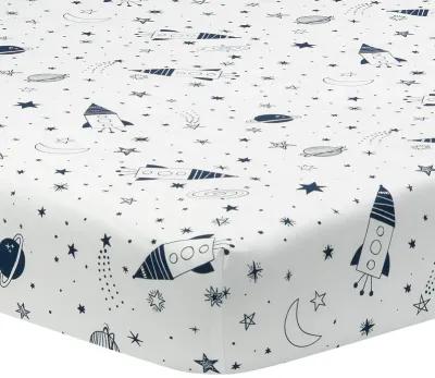 Lambs & Ivy Sky Rocket 5-Piece Blue Galaxy/Space Nursery Baby Crib Bedding Set