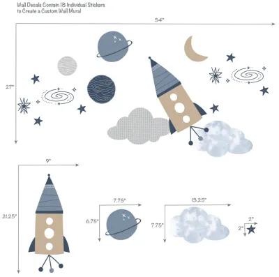 Lambs & Ivy Sky Rocket 5-Piece Blue Galaxy/Space Nursery Baby Crib Bedding Set