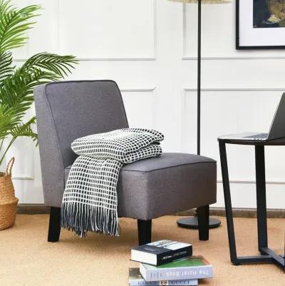 Single Fabric Modern Armless Accent  Sofa Chair with Rubber Wood Legs