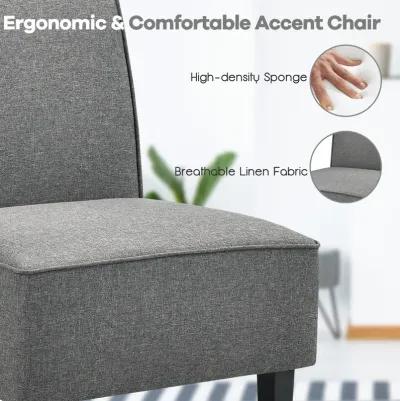 Single Fabric Modern Armless Accent  Sofa Chair with Rubber Wood Legs