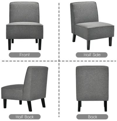 Single Fabric Modern Armless Accent  Sofa Chair with Rubber Wood Legs