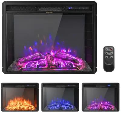 Hivvago 26 Inch Recessed Electric Fireplace with Adjustable Flame Brightness