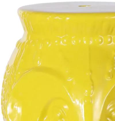 Orla 18.5" Modern Bohemian Elephant Ceramic Garden Stool, Yellow