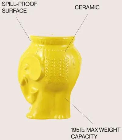 Orla 18.5" Modern Bohemian Elephant Ceramic Garden Stool, Yellow