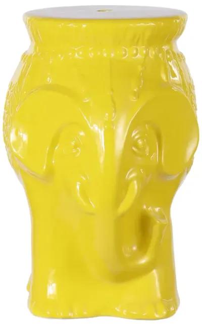 Orla 18.5" Modern Bohemian Elephant Ceramic Garden Stool, Yellow